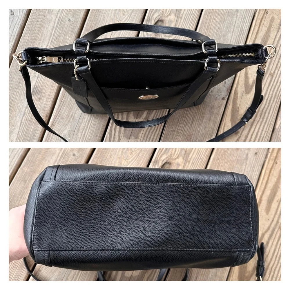 Coach Crossgrain Leather Pocket Tote F34497 Black Crossbody Shoulder Bag Tote